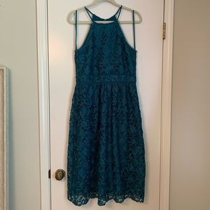 Teal Lace Halter Dress